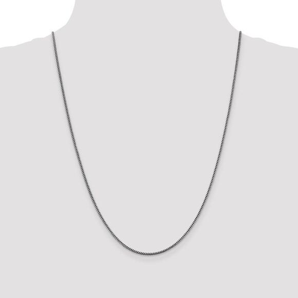 1.4mm 14k White Gold Solid Franco Chain Necklace, 24 Inch - Picture 3 of 8